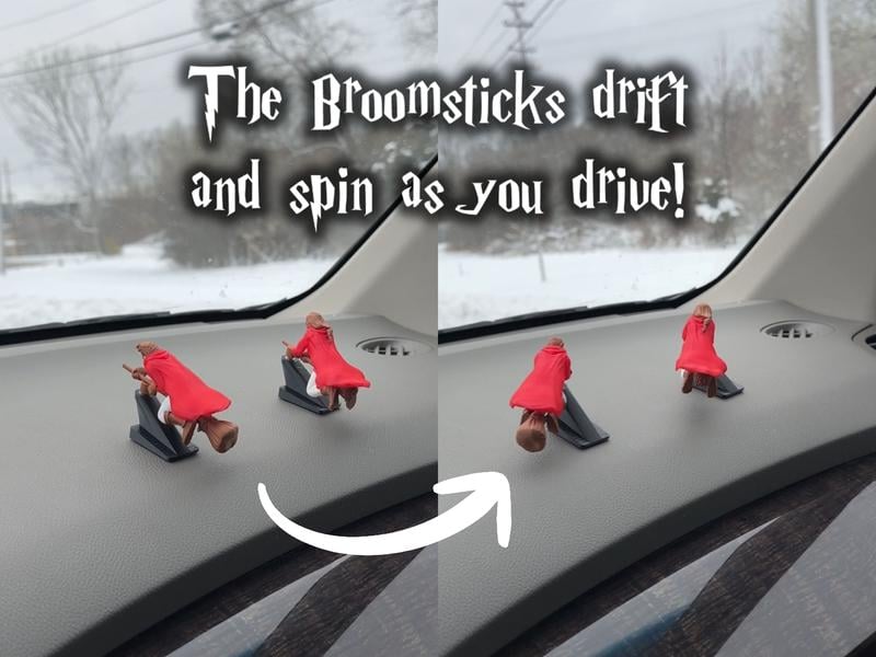 🚗Fantasy car decoration – 🧙‍♀️Witch and wizard broomstick dashboard drift ornaments✨