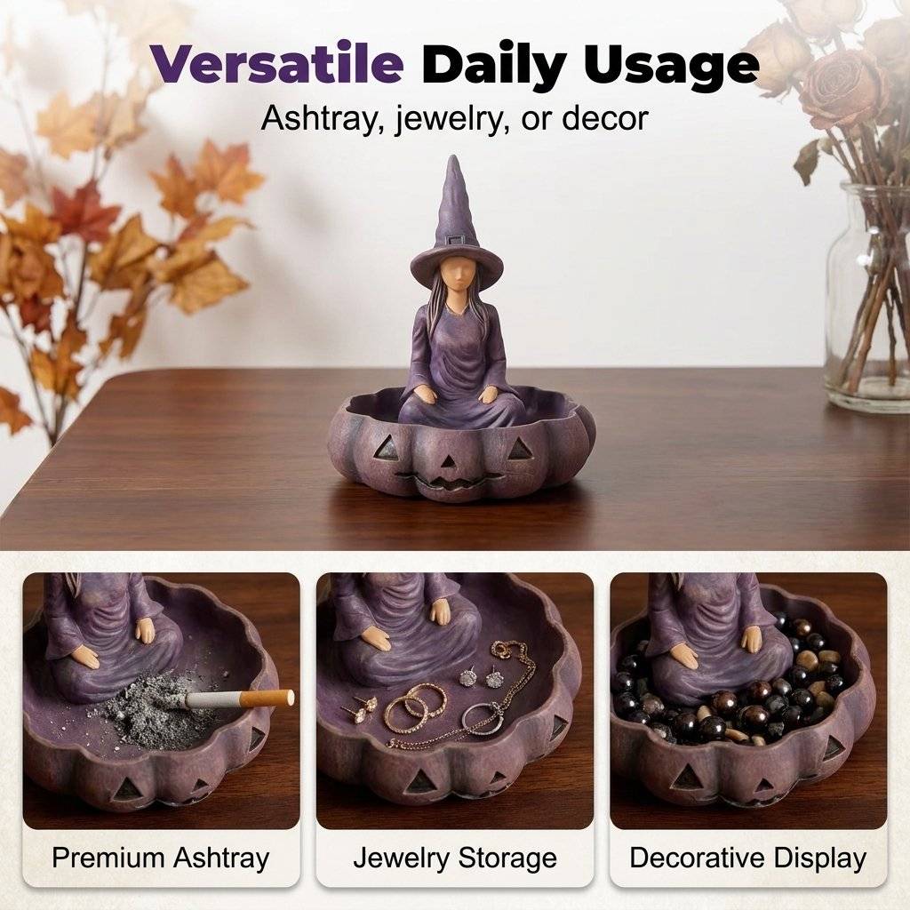 🧙 Witch Pumpkin Storage Tray - Resin Halloween decorations