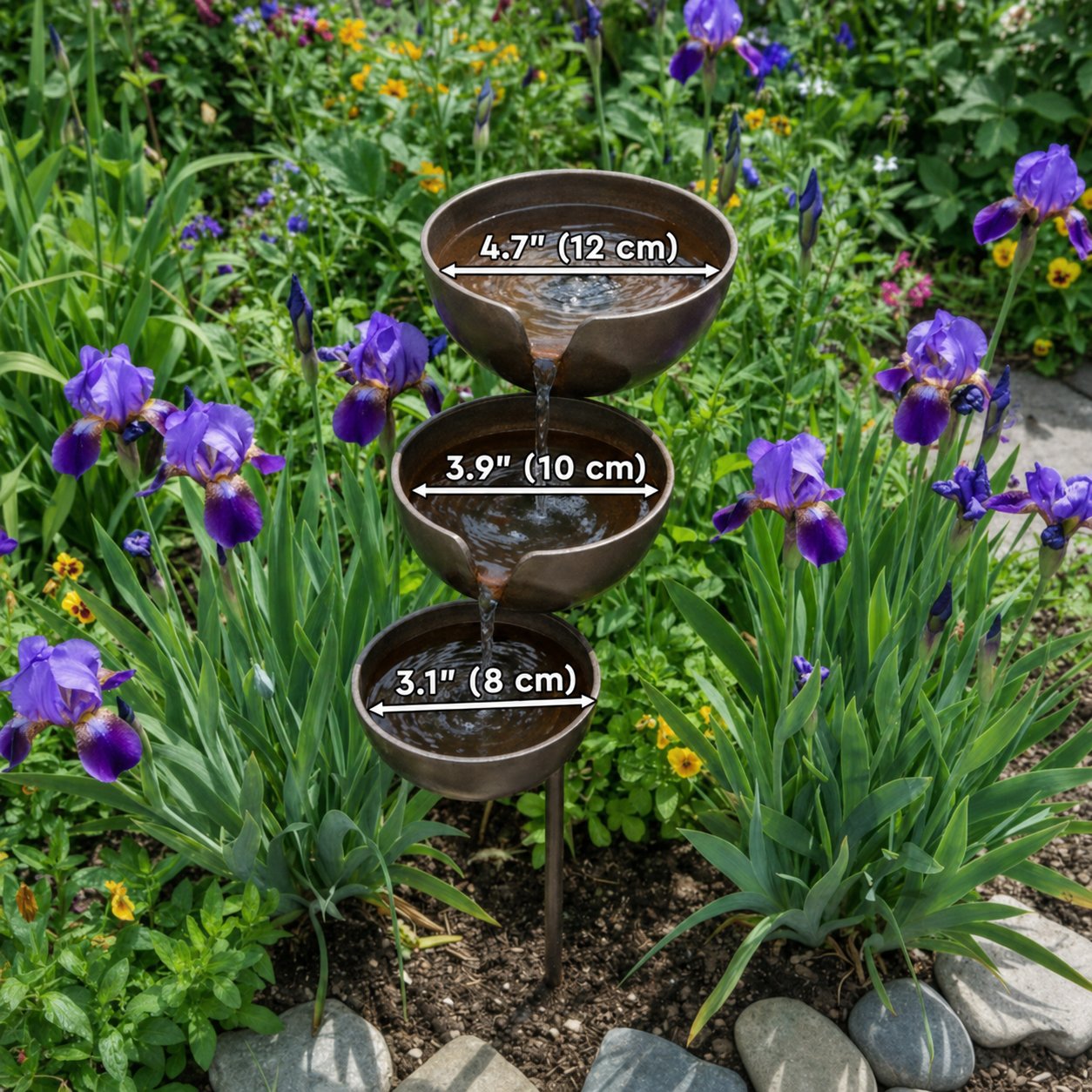 🌿🐦Cascading Rain Catcher Bird Bath – Garden Wildlife Water Feature with Stake