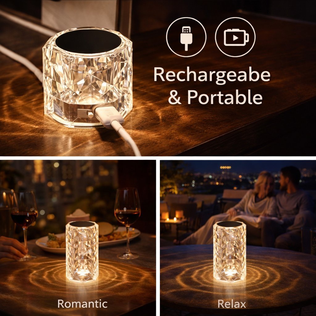 🔥Hot sale 49% off💡16 Colors Rose Rays Crystal Diamond Table Lamp🌹