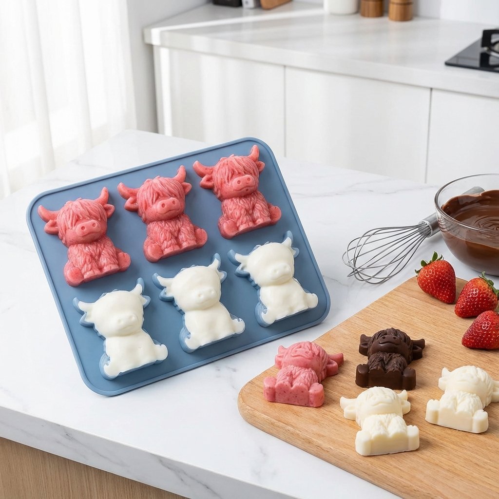 ⏳Last Day Special Price ￡9.99!!🐮 Mini Highland Cow Ice Cube Mold – Cute 3D Ice for Drinks, Parties & Gifts