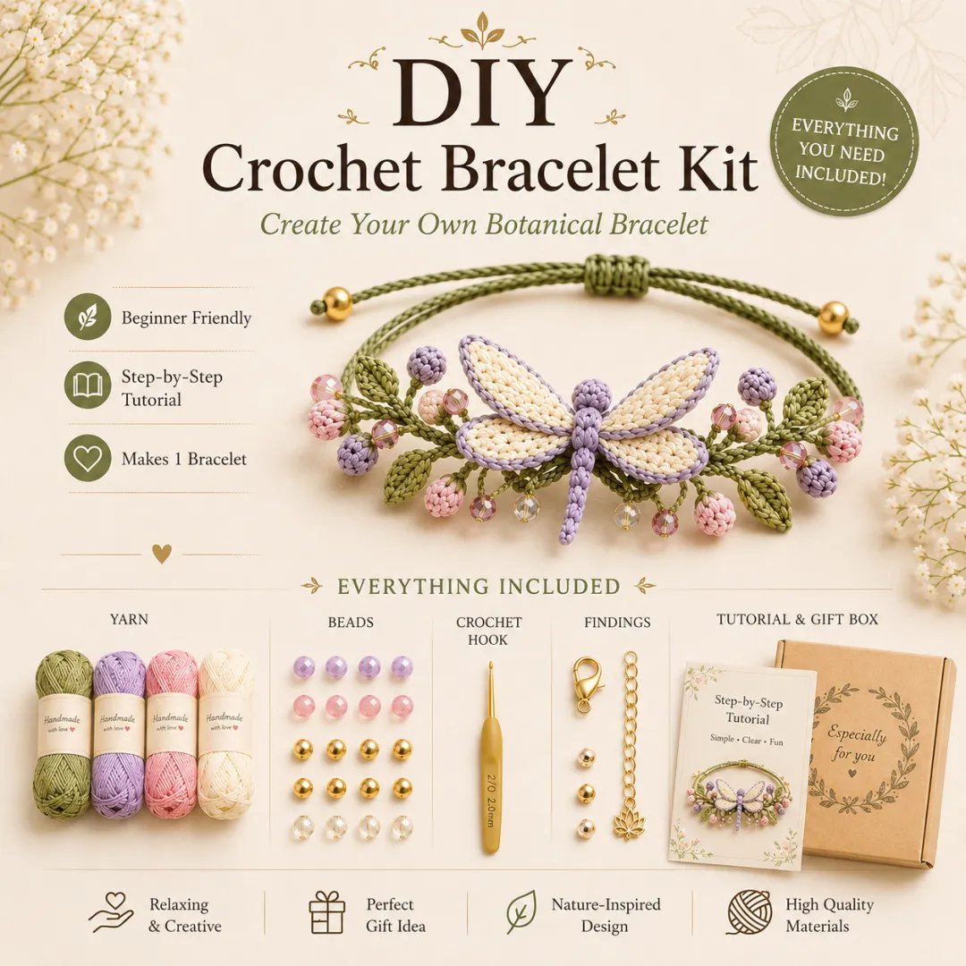 🔥Last Day 49% OFF🔥DIY Nature-Inspired Crochet Bracelet Kit