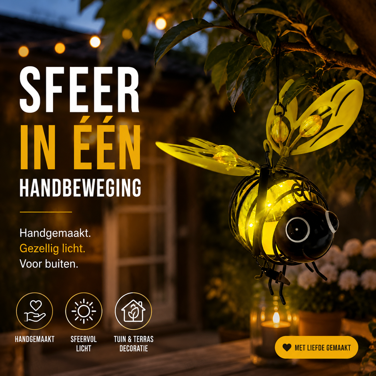 🐝 50% OFF NOW! ☀️ Solar-powered hanging car light – Cute bee design with heart-shaped wings – Perfect for the garden & car 🌸
