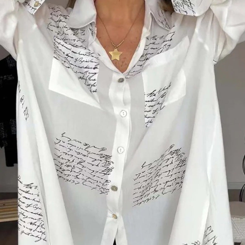 ⏳Limited-time discount✈️Long-sleeved shirt with fashion motif and lapel for women