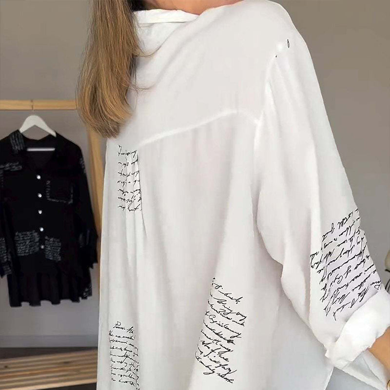 ⏳Limited-time discount✈️Long-sleeved shirt with fashion motif and lapel for women