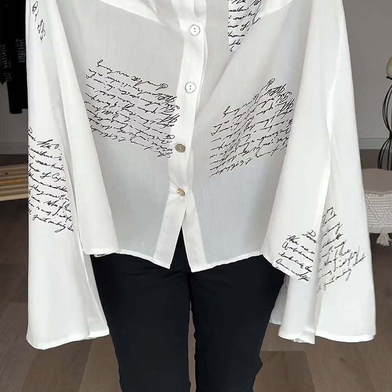 ⏳Limited-time discount✈️Long-sleeved shirt with fashion motif and lapel for women
