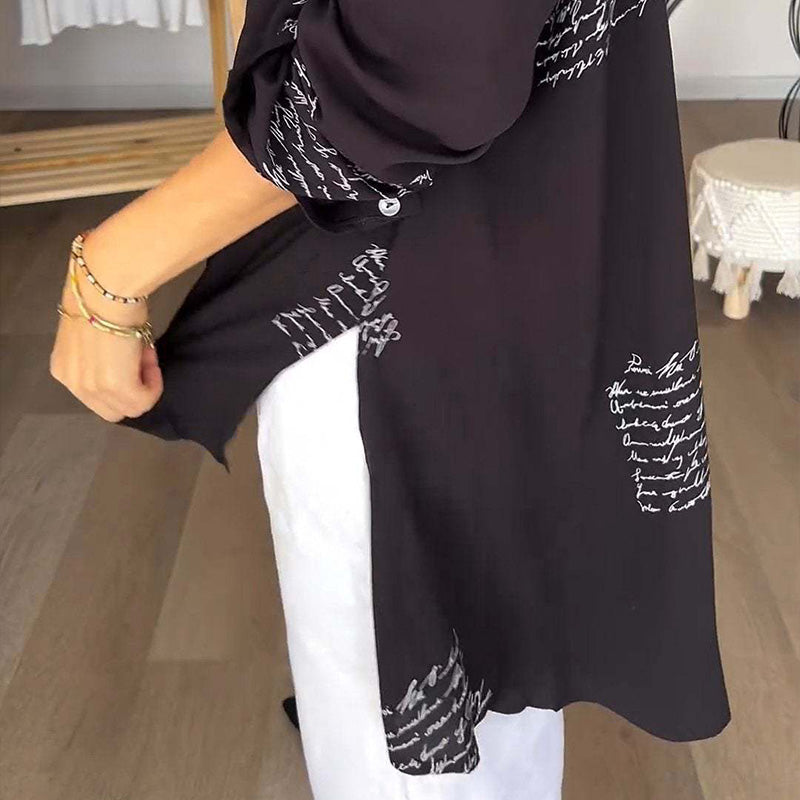 ⏳Limited-time discount✈️Long-sleeved shirt with fashion motif and lapel for women
