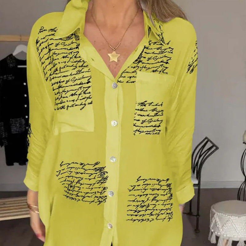 ⏳Limited-time discount✈️Long-sleeved shirt with fashion motif and lapel for women