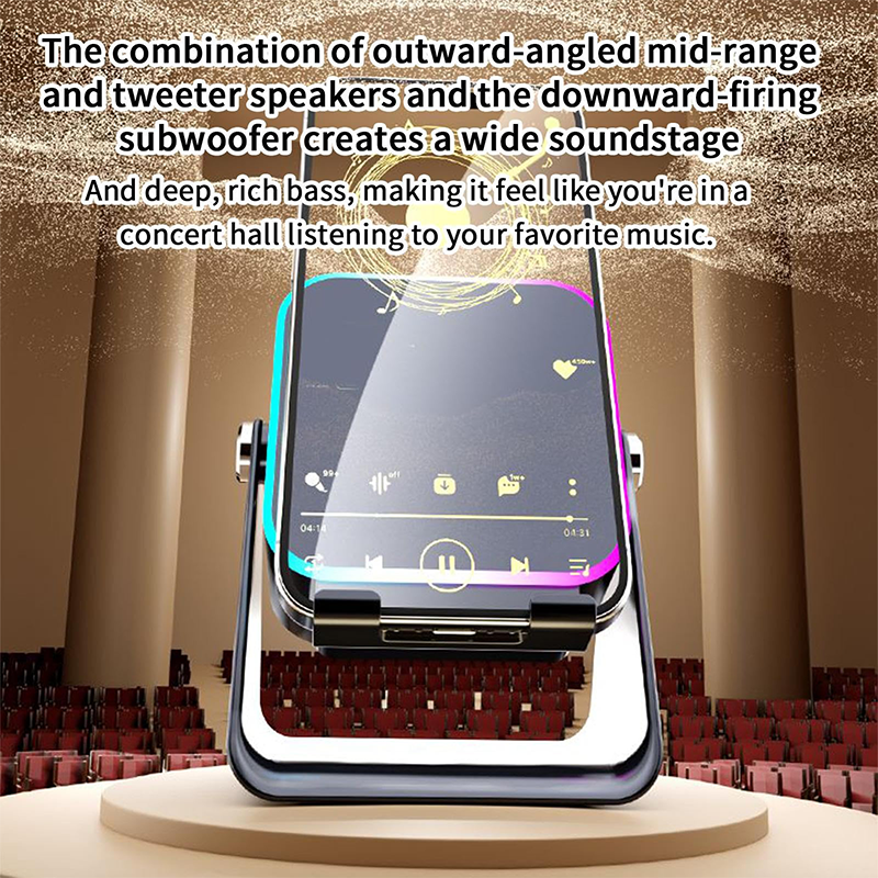 ⏰Limited-time 50% off sale🎵5-in-1 Wireless Induction Bluetooth Speaker with Adjustable Phone Stand