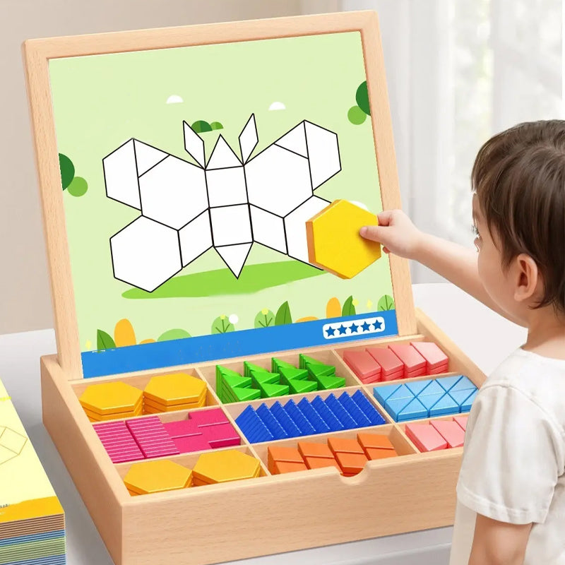 🎁Early Christmas sale 50% OFF🔥Magnetic wooden puzzle with pattern blocks🧩