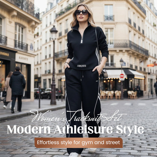 Women's leisure tracksuit set with half zip