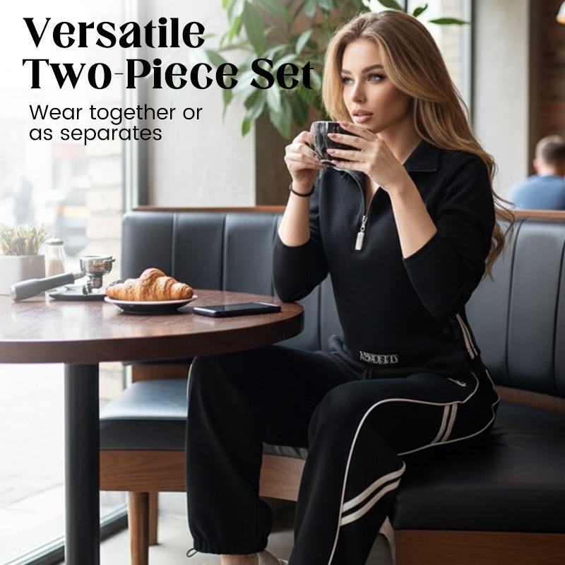 Women's leisure tracksuit set with half zip