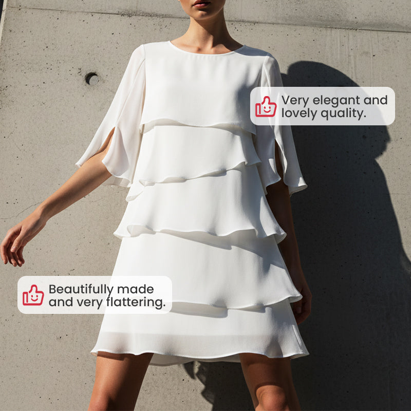 🎁 Women's Elegant Layered Ruffle Sleeve Dress – Effortless Style for Every Occasion 💃