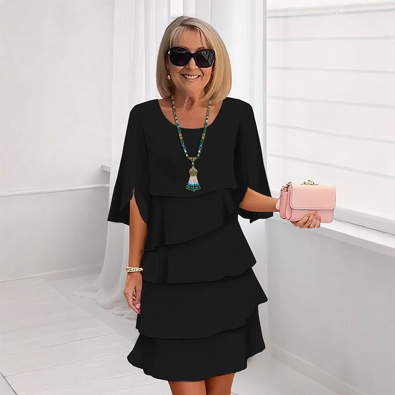 🎁 Women's Elegant Layered Ruffle Sleeve Dress – Effortless Style for Every Occasion 💃