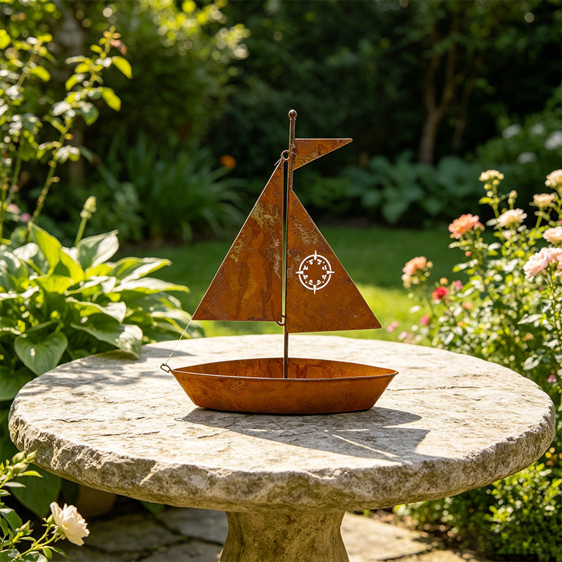 ⛵ 50% OFF NOW! 🌱 Rustic Sailboat Metal Planter – Handcrafted 🏡