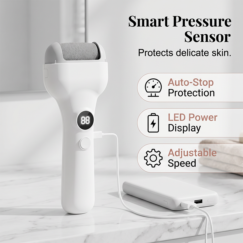 Rechargeable electric pedicure tool with intelligent pressure sens