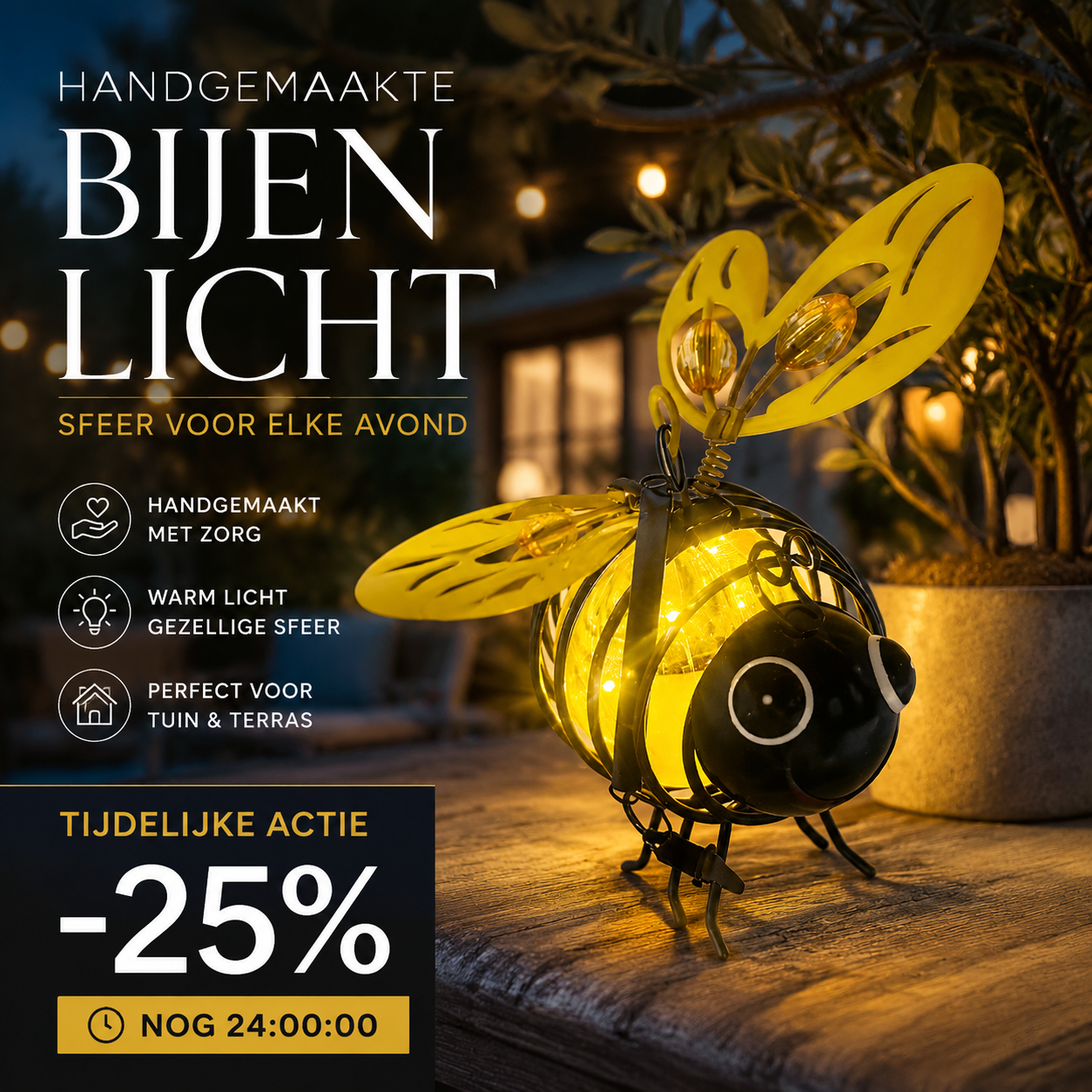 🐝 50% OFF NOW! ☀️ Solar-powered hanging car light – Cute bee design with heart-shaped wings – Perfect for the garden & car 🌸